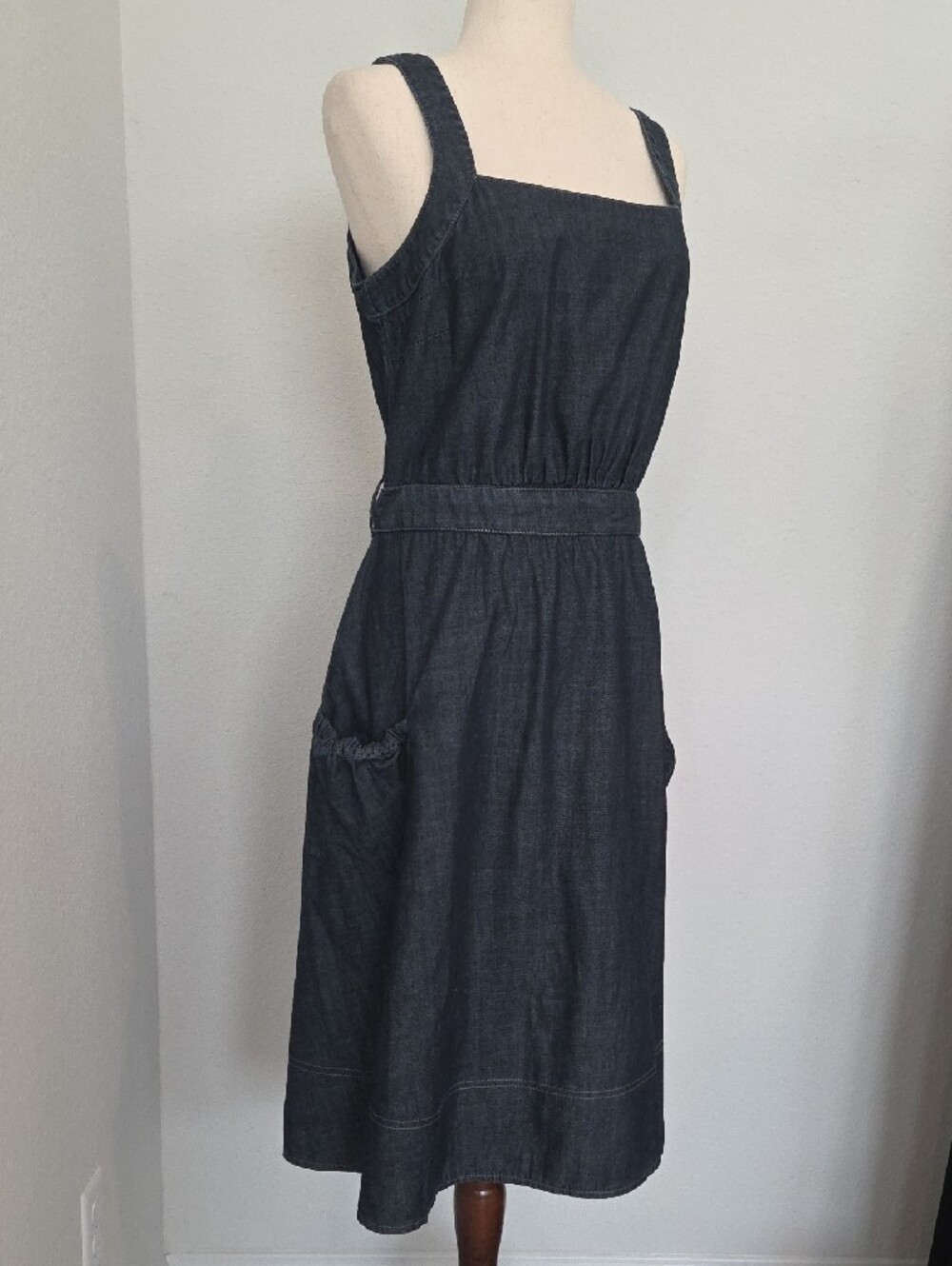 next PINNY Dark Blue Denim Pinafore Womens Dress 100% Cotton *see Pics For Size